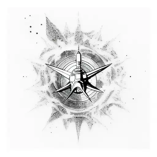 A Minimalist Sketch Style Tattoo Of The Uss Enterprise Flying Through A Galaxy Filled With Stars