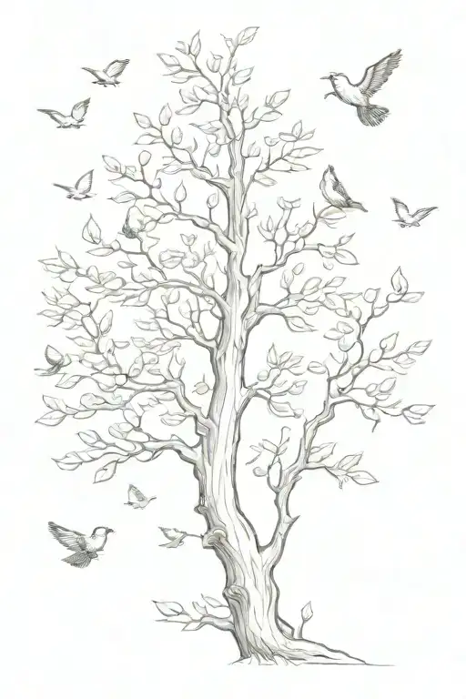 Beech Tree With Birds