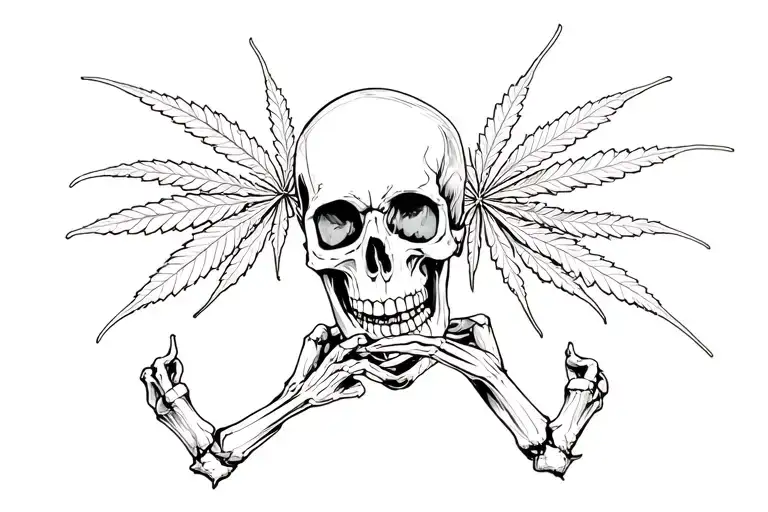 Skeleton And Ganja Weed