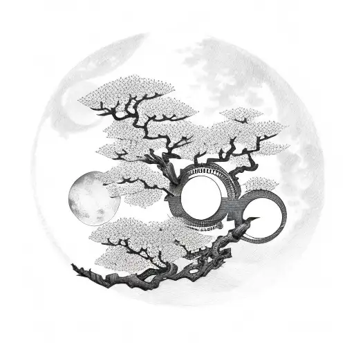 Cherry Blossom And Moon