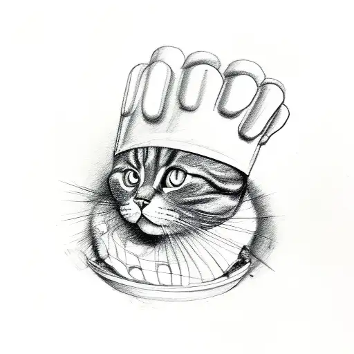 Gato Negro Con Un Gorro De Chef Y Piercing En La Oreja
