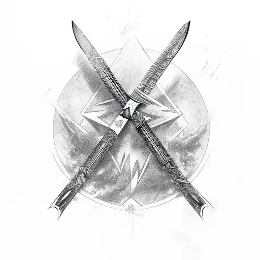 A Katana Blade Wrapped In Lightning With A Cross Hilt