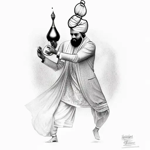 Beagle And A Guy With Turban Playing