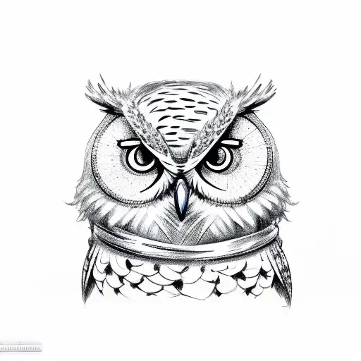 A Detailed Sketch Of A Wise Old Owl Perched On A Stack Of Ancient Scrolls