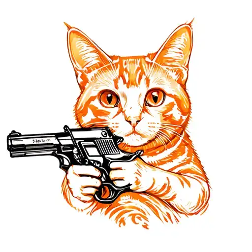 Orange Cat With Gun Morphing
