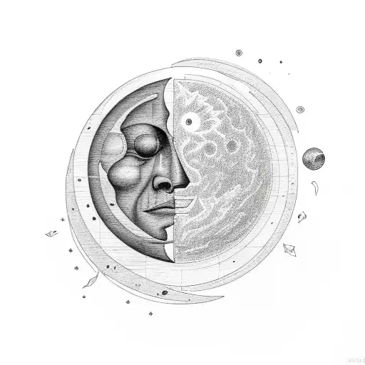 Apstact Sun And Moon Black And White