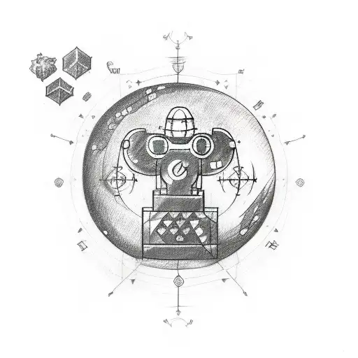 A Sketch Style Tattoo Of A Gaming Joystick With Zodiac Constellations Wrapping Around It