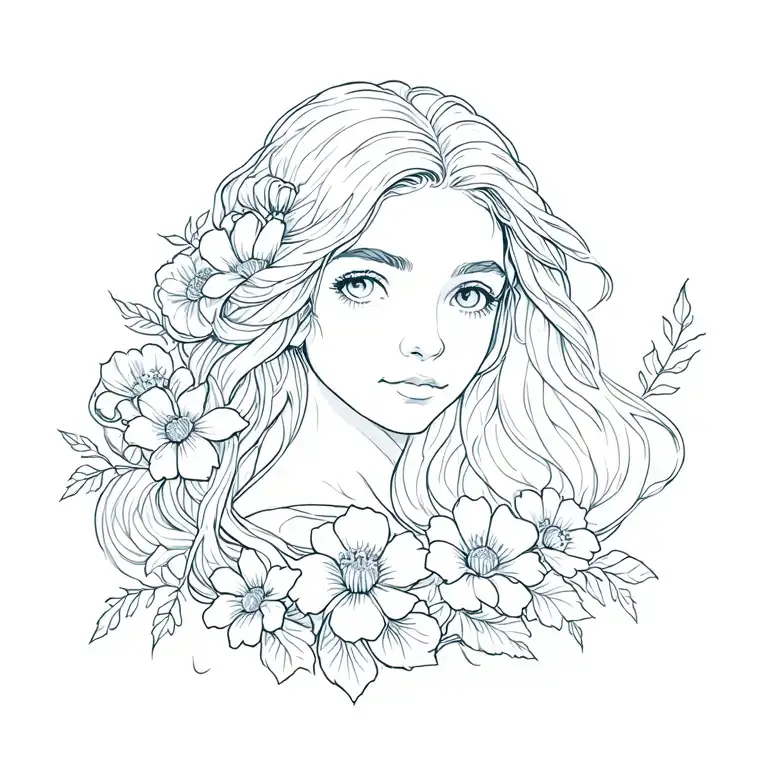 Rapunzel Flower Spine Tattoo With Flowers