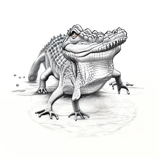 Crocodile Playing Golf