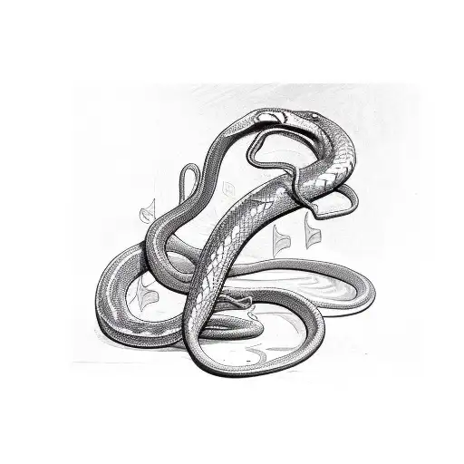 A Sketch Of A Snake Slithering Through A Musical Staff