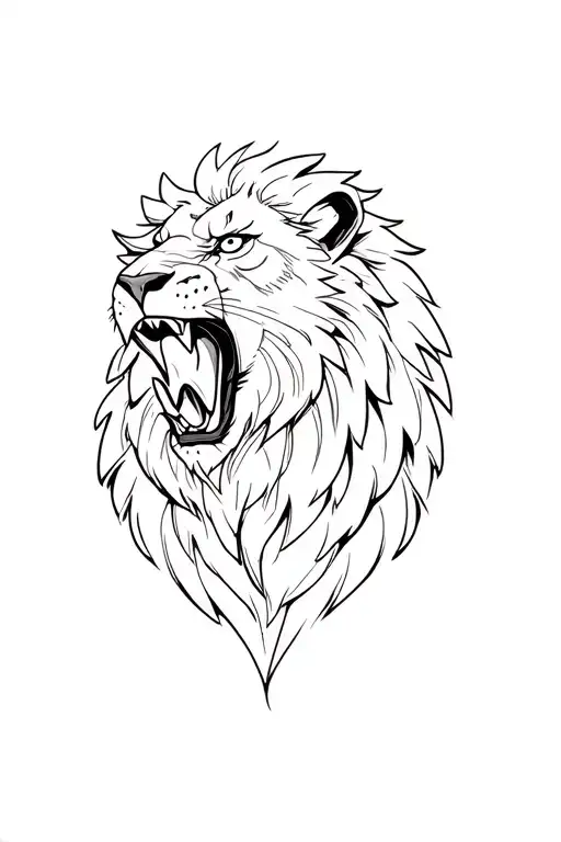 A Roaring Lion Head Roars