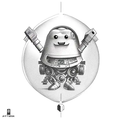 An Ai-inspired Tattoo Featuring A Computer Game Character Exploring Different Cuisines