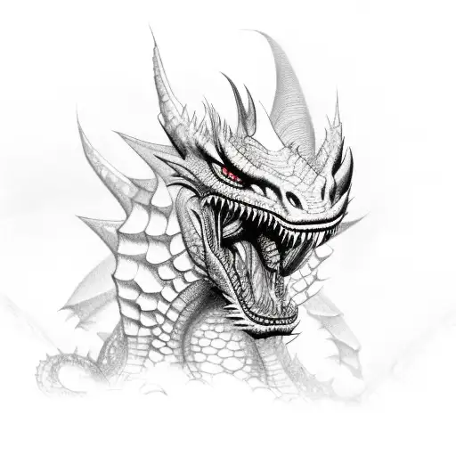 Uroborus Dragon With Black And Red Accents