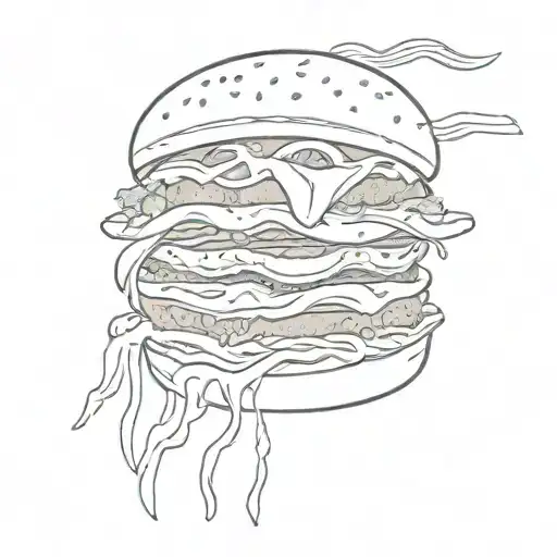 A Fast Food Burger With Basketball Patterns And Music Notes As Toppings