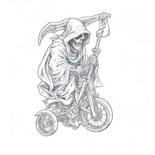 A Grim Reaper Riding A Tricycle
