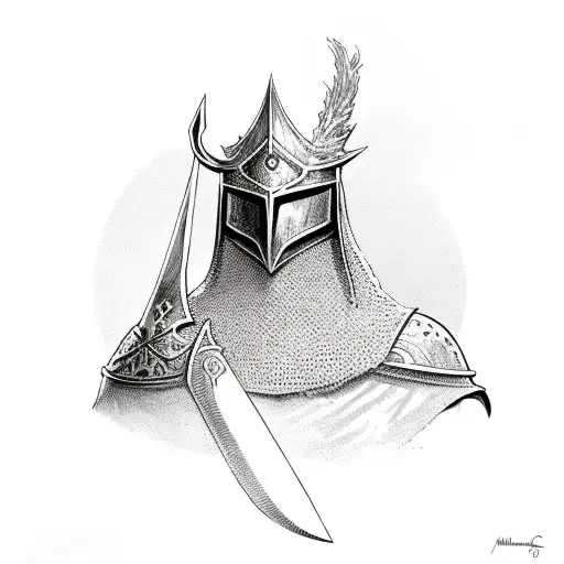 Witch King Of Angmars Helmet With A Sword Through It