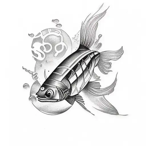 Create A Tattoo Of A Vintage Car Transforming Into A School Of Fish