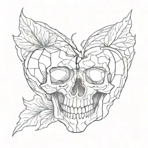 Half Of A Skull In The Shape Of A Broken Heart