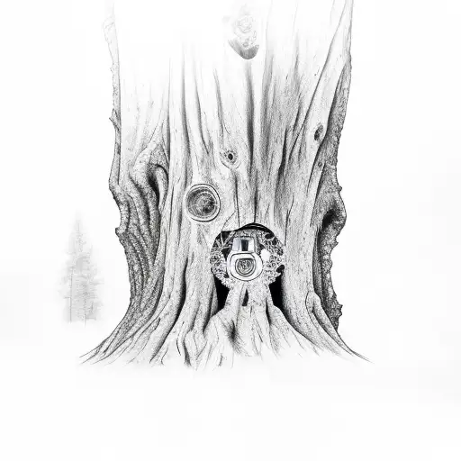 Galaxy Carved Into Trunk Of Tree