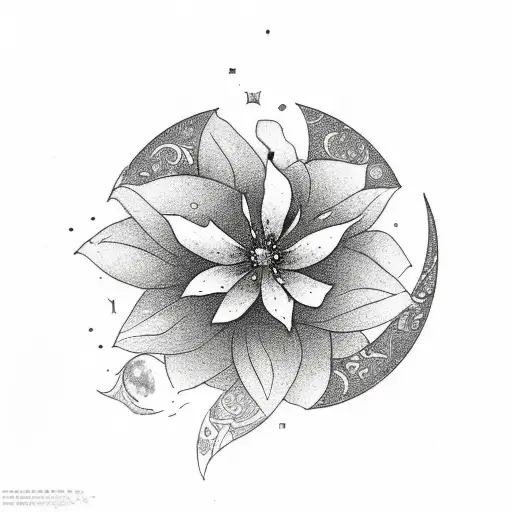 Moon And Jasmine Flower