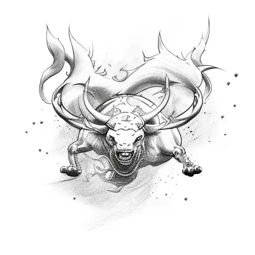 A Red Bull Charging Through A Field Of Tattoo Needles