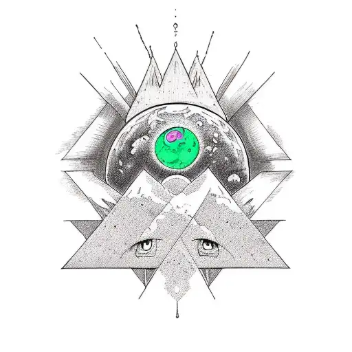 A Tattoo Design Combining Elements Of Dragon Ball And Pink Floyd In A Psychedelic Fusion