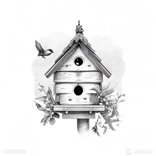 Birdhouse With Different Birds