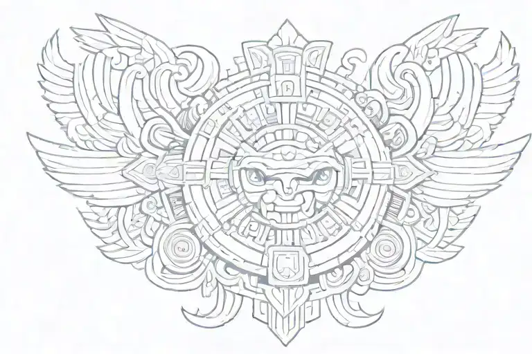 Aztec Chest Tattoo Design Inspired