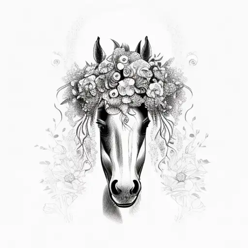 Horse Face With Flowers