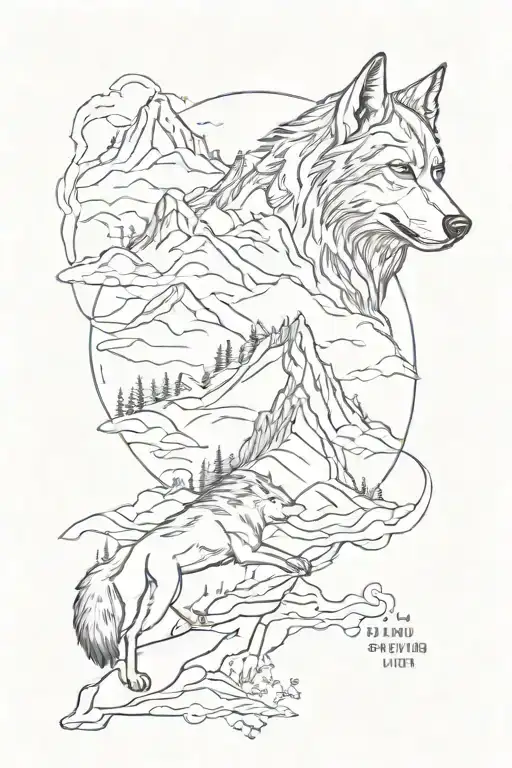A Motivational Quote Intertwined With Mountain And Wolf Imagery