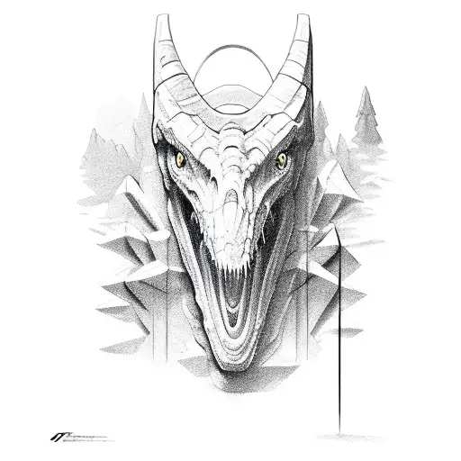 Animal In The Style Of The Arc'teryx Logo A Fossil Dinosaur