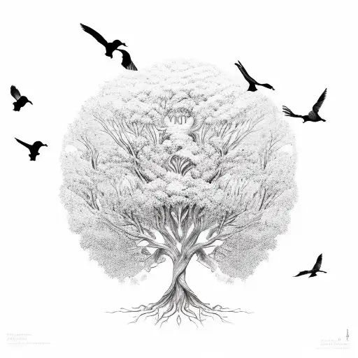 Tree Of Life With Birds