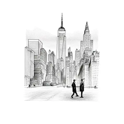 New York City Salesman On The Street With The Skyline In The Background