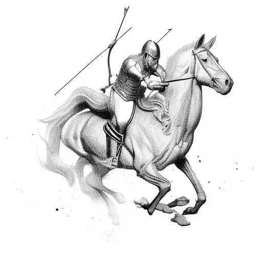 Half Horse Half Man Shooting A Bow And Arrow Towards A Small Gemstone