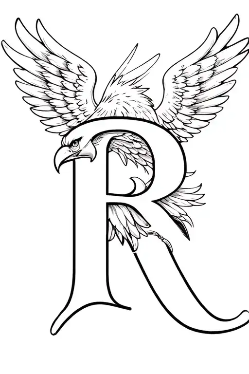 Capital Letter R With Eagle Wings