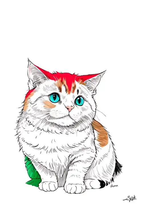 Tricolor Cat Hugging Scottish Fold Cat