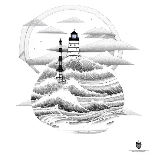 Beach Mountain Lighthouse Forest Wave In Straight Line