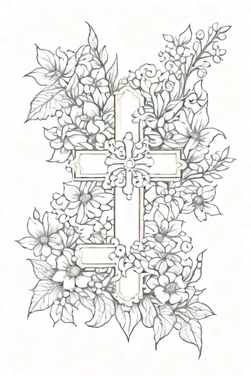 Semicolon Cross With Flowers