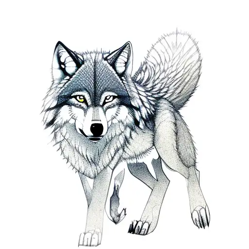 Small Wolf Walking Out Of Big Pine Forest