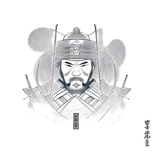 Samurai With Red Flames Bit Injured