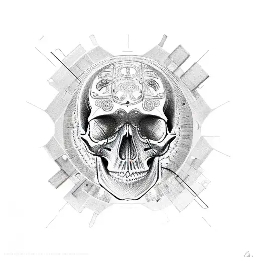 Skull Made From Bicycleparts Tattoo