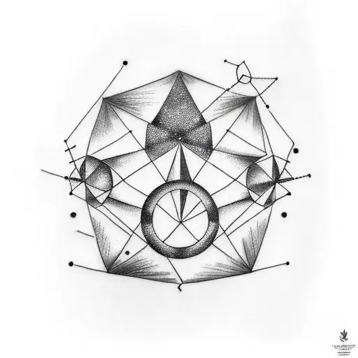 A Minimalist Tattoo Design Incorporating Cancer Constellation Elements And Geometric Shapes