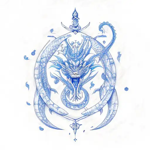 Libra Zodiac Sign With A Blue Dragon