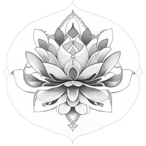 A Lace-inspired Sternummandala Design Incorporating A Lotus Flower As The Centerpiece