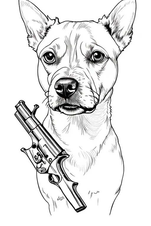 Dog With Knfie Or Gun