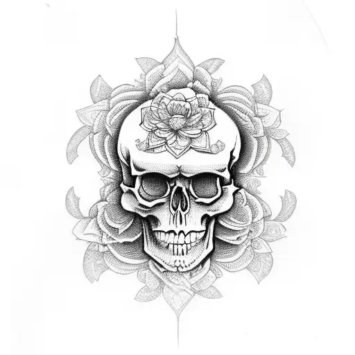 Skull Illusion Mandala Flowers Leg Sleeve Asian Theme Paisley Evil Eye