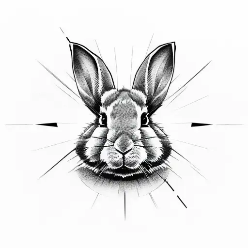 Create A Tattoo Featuring A Police Badge And A Rabbit In A Sketch Style