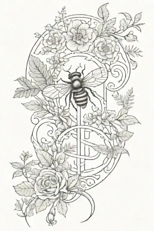 Flowers Bees Snake Fern Jupiter Fehu Rune Ornament