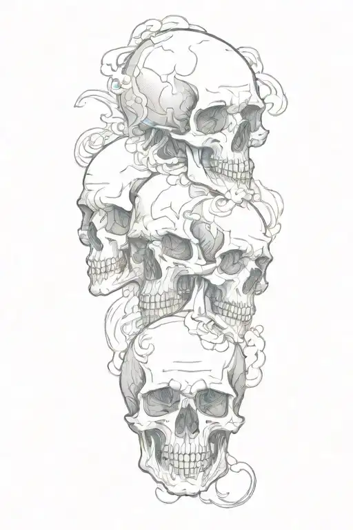 Skulls Turning Into Smoke Swirling
