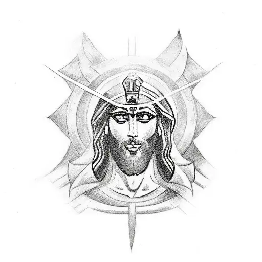 Create Me A Tattoo Incorporating Egyptian Mythology And Jesus On The Forearm
